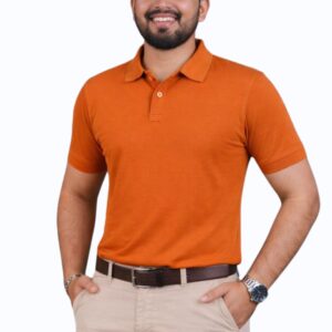 The SIGMA Style Men Solid Polo Neck Polycotton Orange T-Shirt
